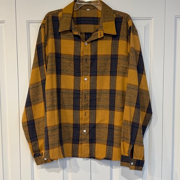Men's Plaid Shirt in Yellow and Blue 2X - Picture 10 of 10